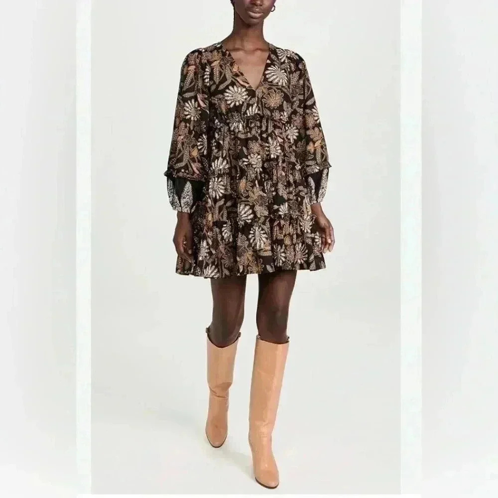 🆕Melloday Boho Vibes Chiffon Tier Tunic Top XS🆕